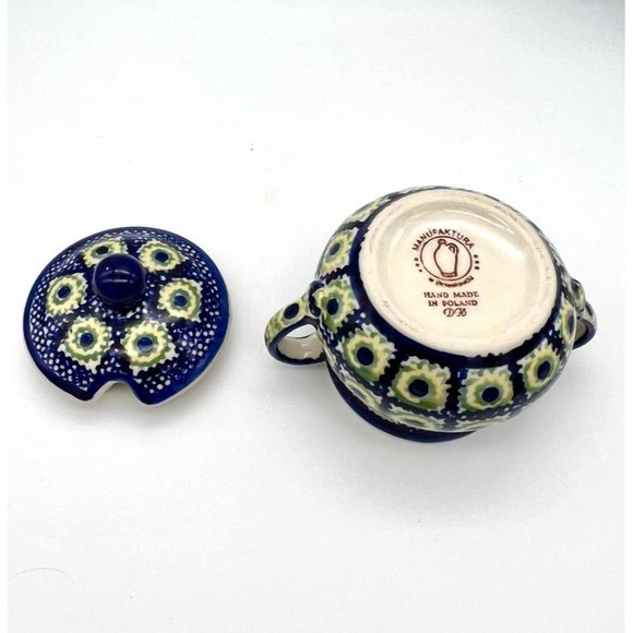 Polish Pottery Sugar Bowl Boleslawiec Floral Handmade Hand Painted Poland Folk A - Picture 6 of 9